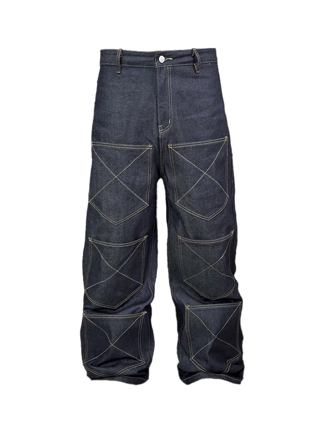 99CLUB | Embroidered Badge Straight-Leg Raw Denim Jeans