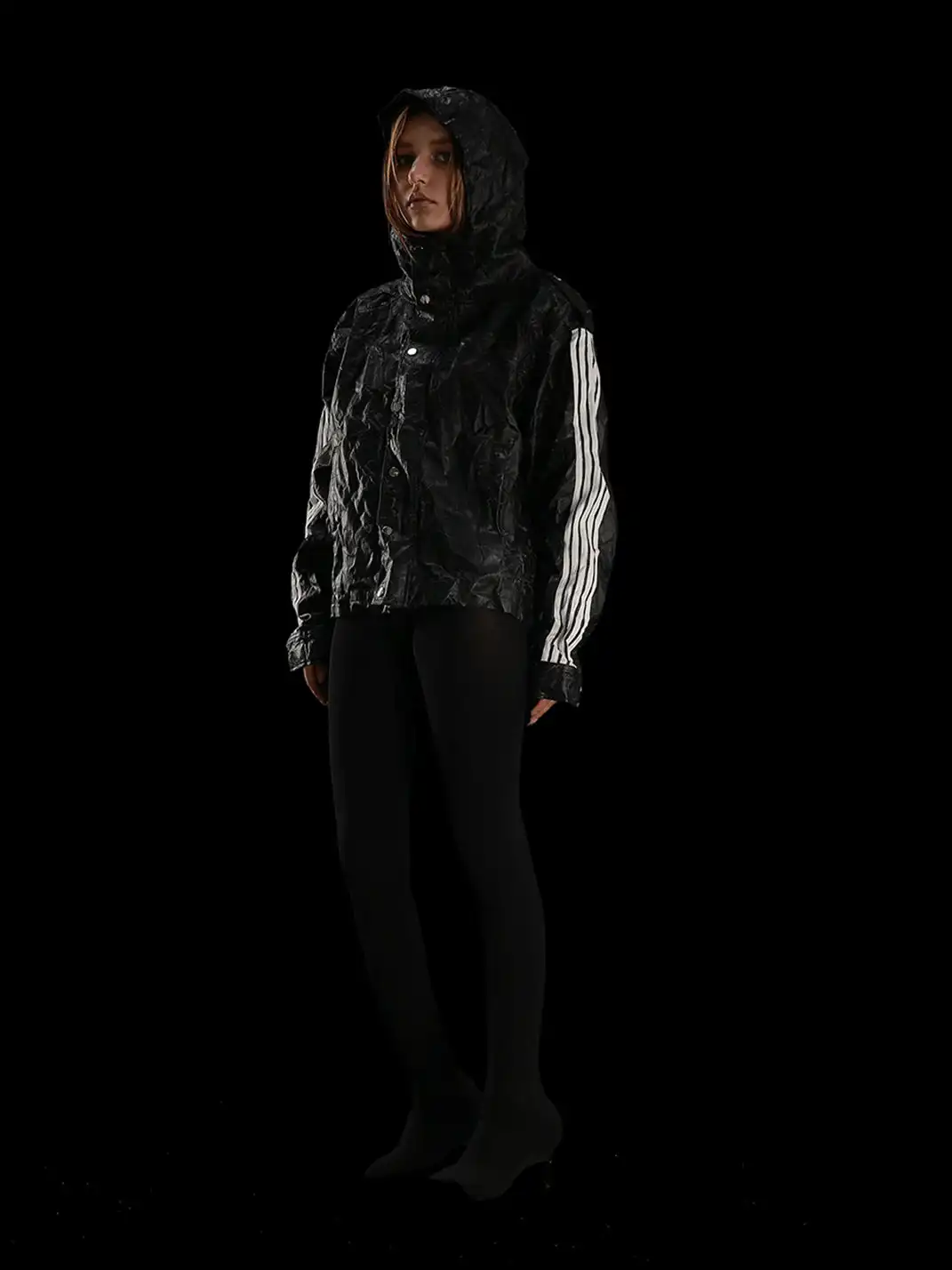 99CLUB | Wrinkled Cracked Texture Hoodie Jacket
