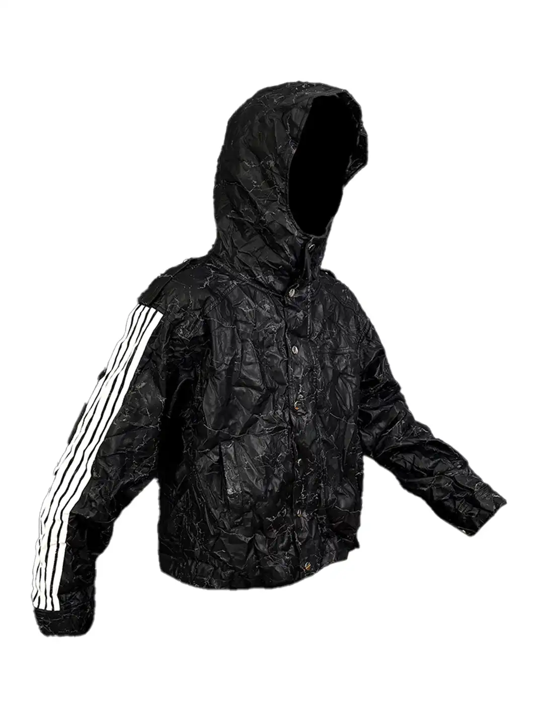 99CLUB | Wrinkled Cracked Texture Hoodie Jacket
