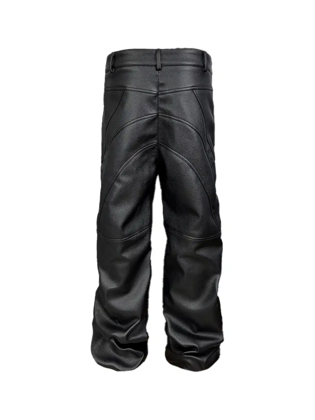 99CLUB | Litchi Grain Drawstring Leather Pants