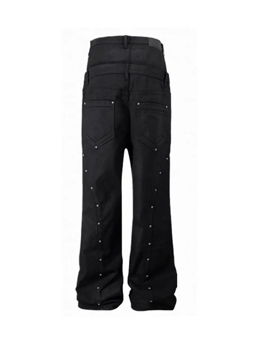 DARKRTPTS | Double Waist Drawstring Waxed Studded Denim Pants