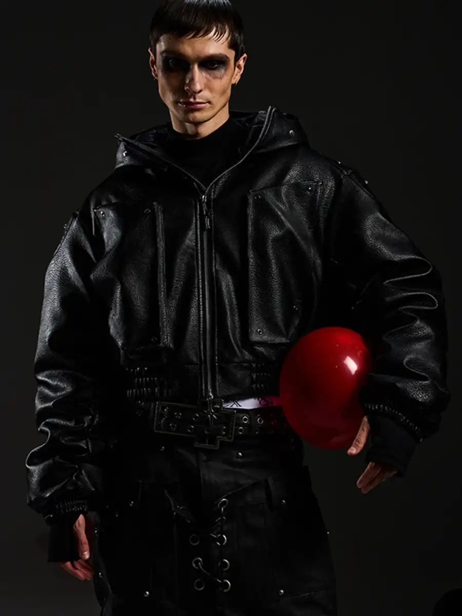 DARKRTPTS | Armor Detachable Fur Collar Hooded Cotton Coat - 2