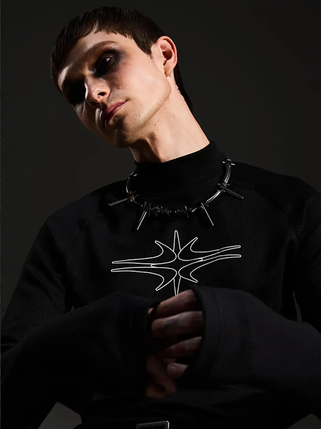 DARKRTPTS | Printed High Neck Long Sleeve Top