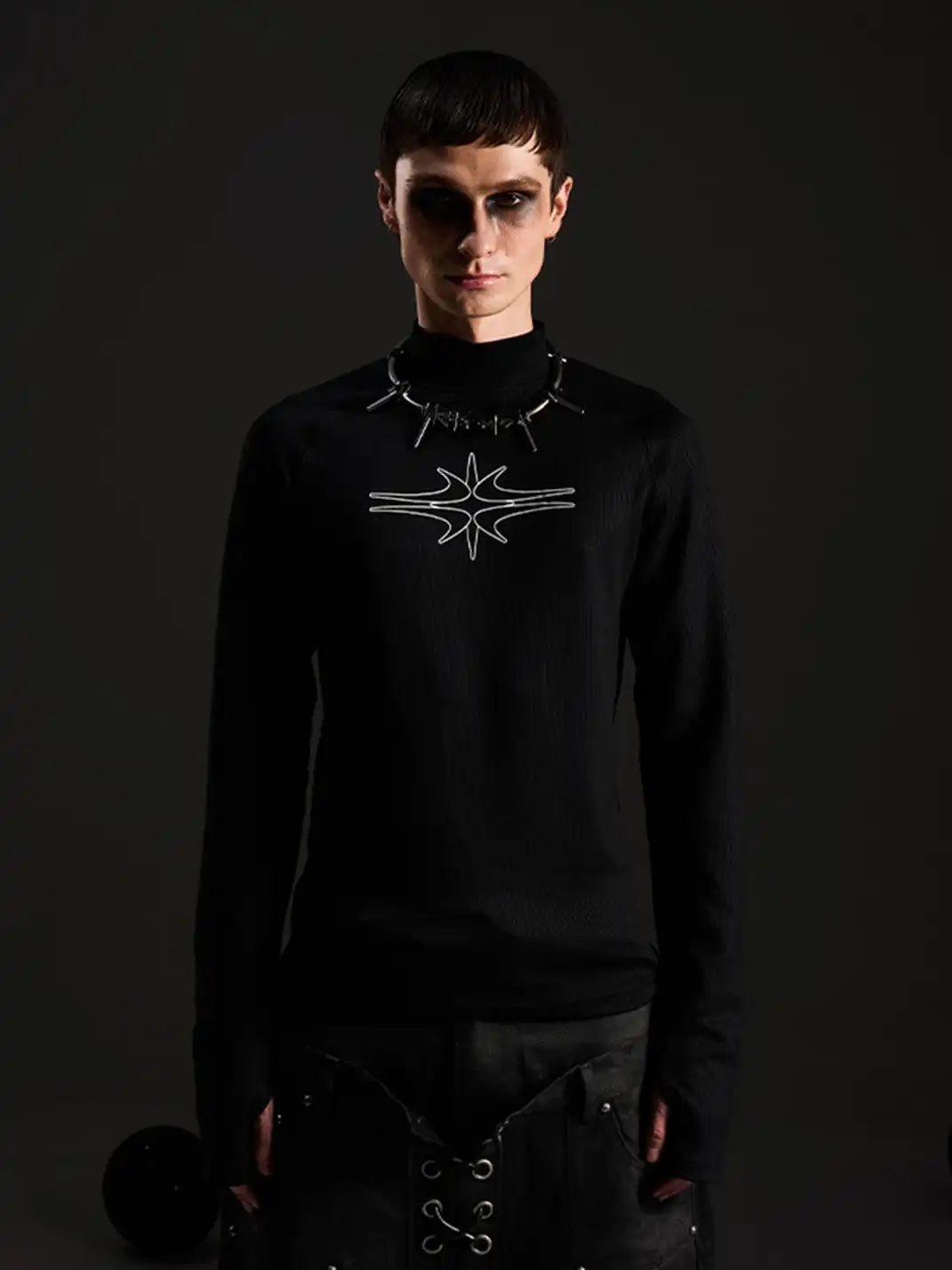 DARKRTPTS | Printed High Neck Long Sleeve Top