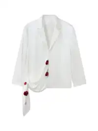 JIECHI | Rose Embellished Draped Satin Blazer