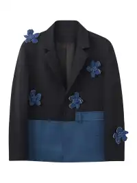 JIECHI | Embellished Contrast Flower Blazer
