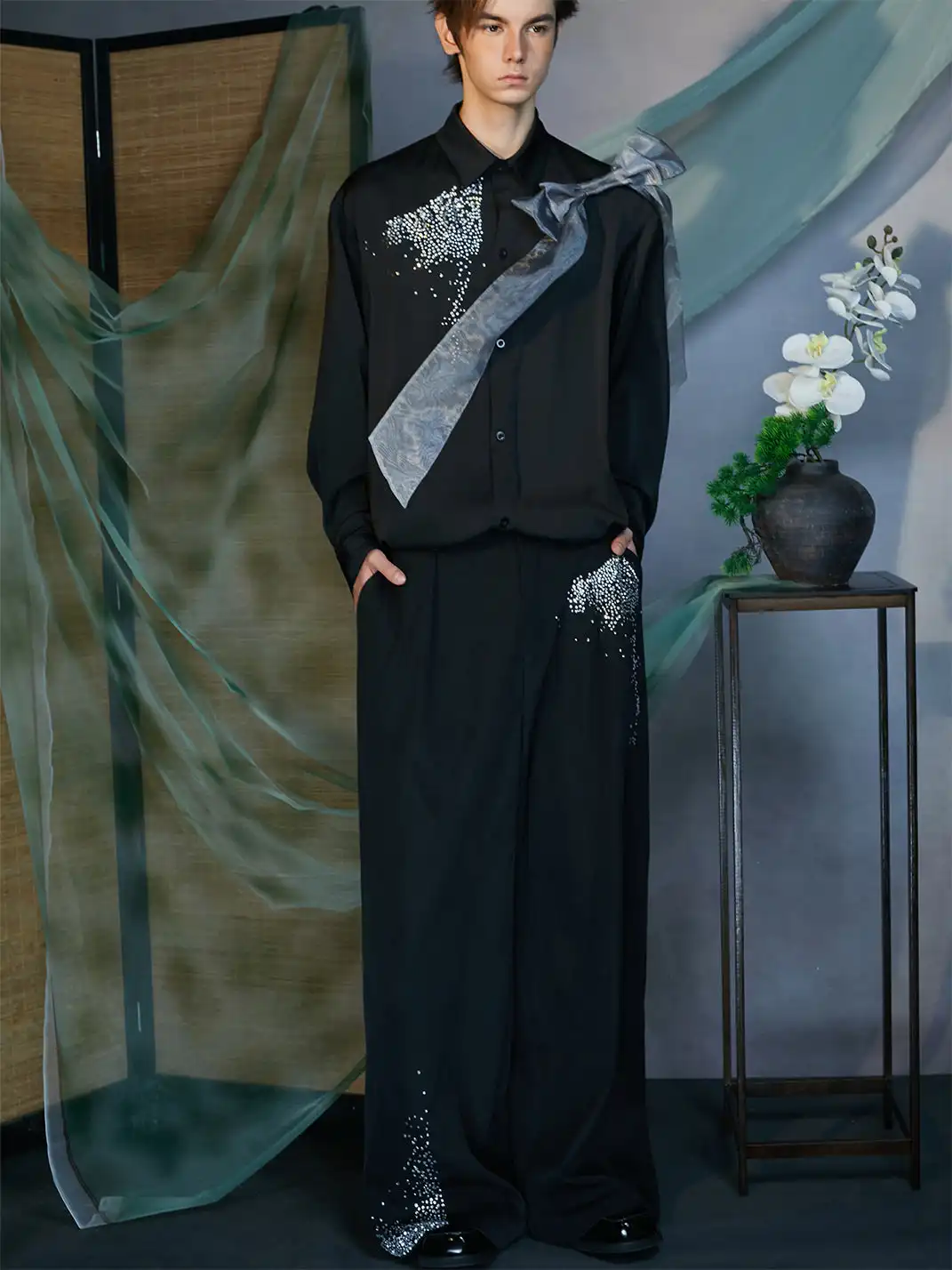 JIECHI | Diamond Wide-Leg Pants