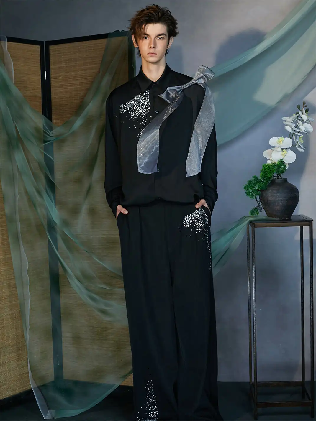 JIECHI | Diamond Wide-Leg Pants