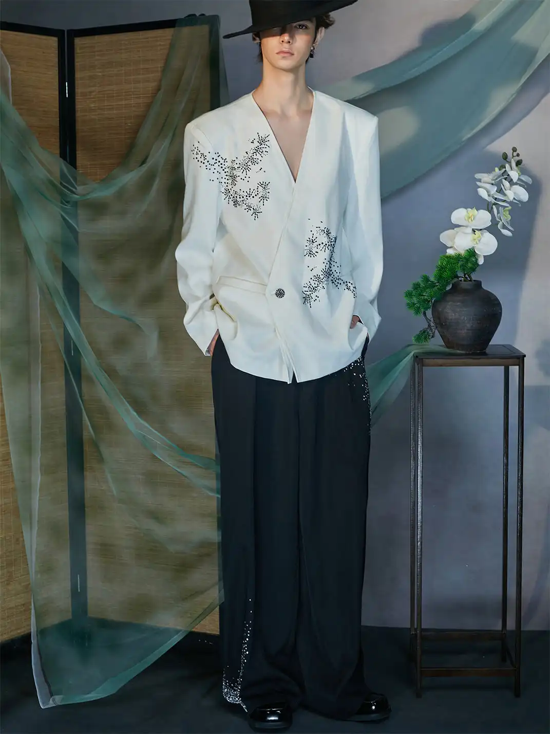 JIECHI | Diamond Wide-Leg Pants