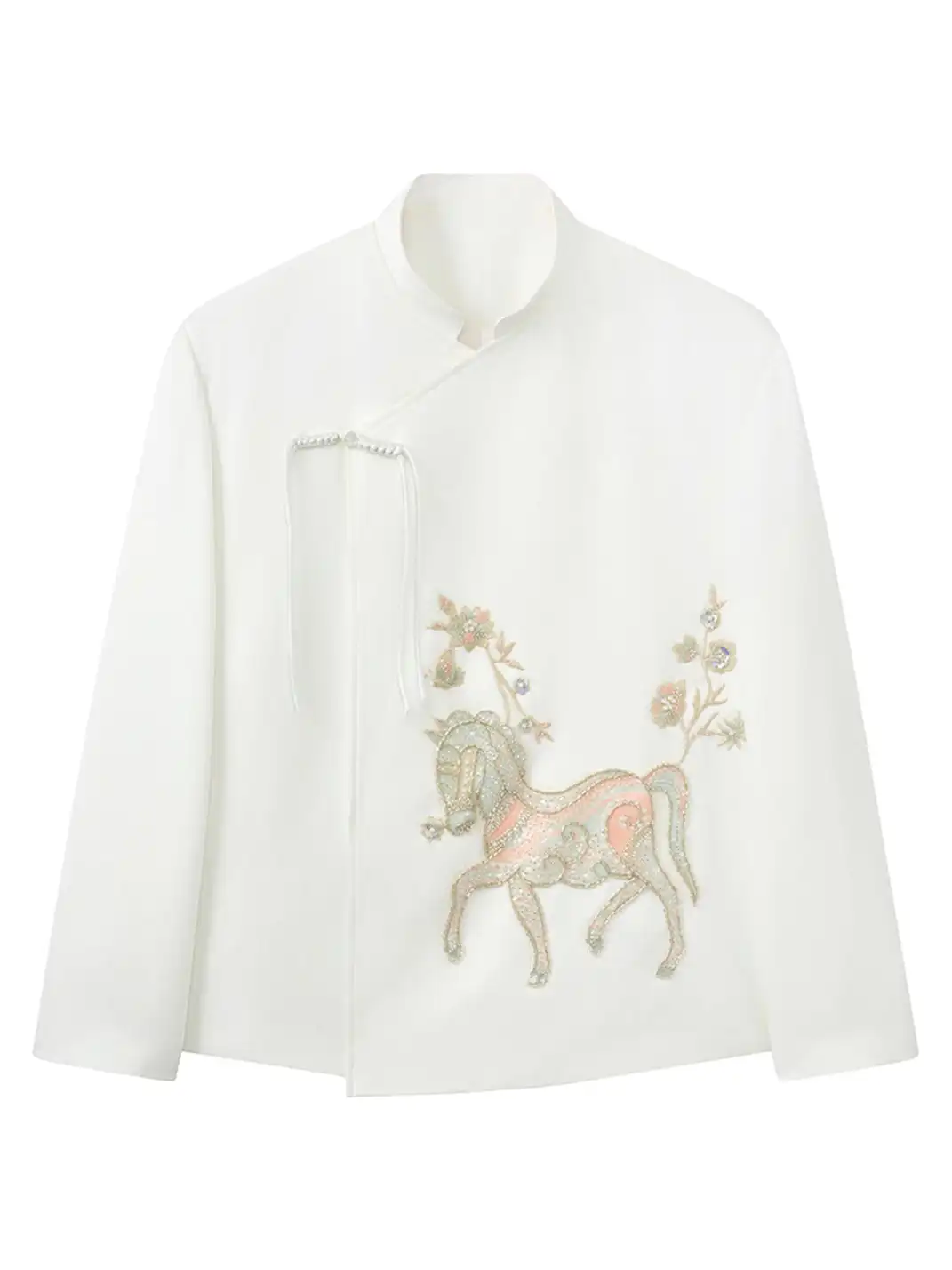 JIECHI | Embroidery Horse Asymmetric Wrap Jacket