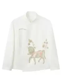 JIECHI | Embroidery Horse Asymmetric Wrap Jacket