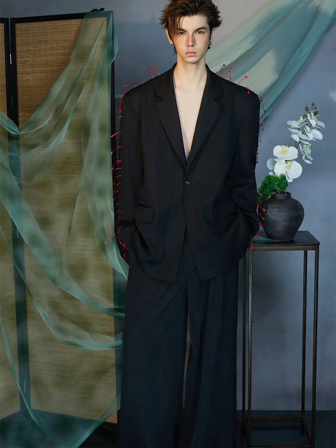 JIECHI | Spiked Embellished Oversized Blazer