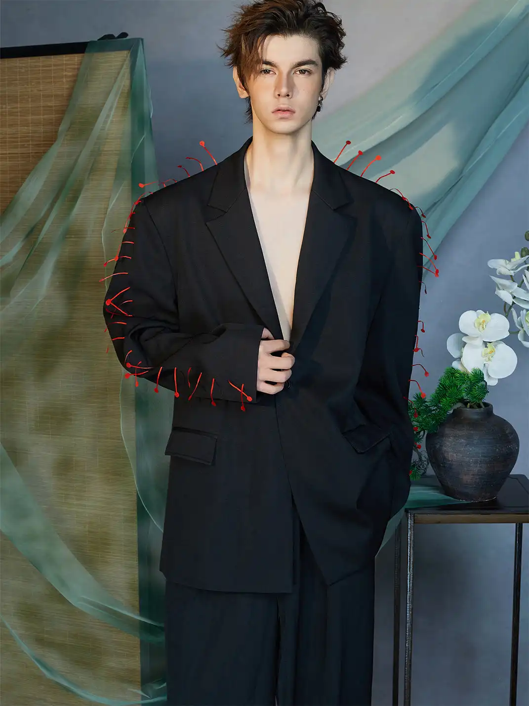 JIECHI | Spiked Embellished Oversized Blazer