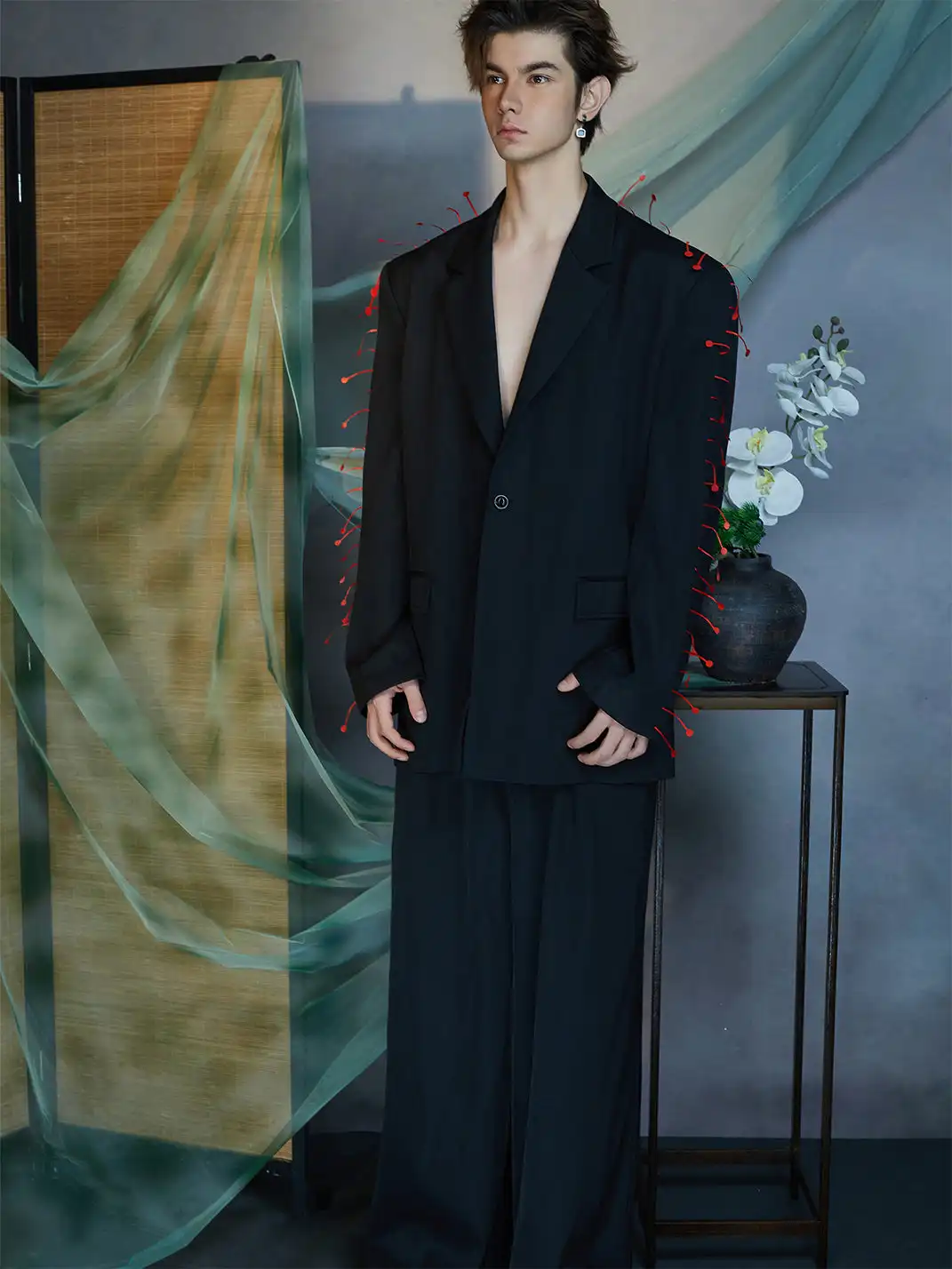 JIECHI | Spiked Embellished Oversized Blazer