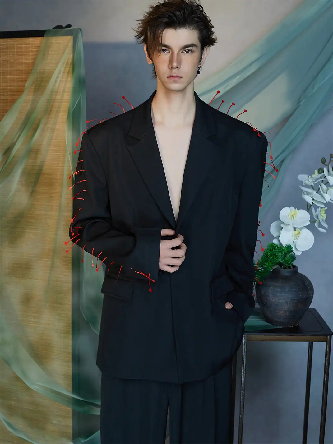 JIECHI | Spiked Embellished Oversized Blazer