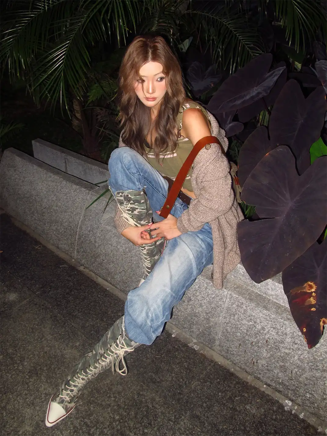 UnicornBlood | Distressed Lace-Up High Heel Knee-High Boots
