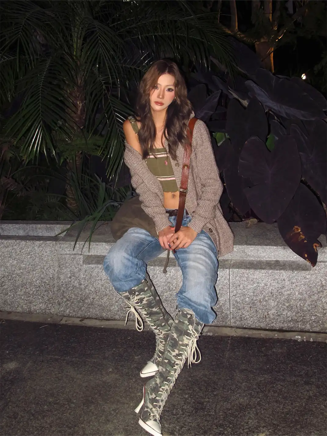 UnicornBlood | Distressed Lace-Up High Heel Knee-High Boots