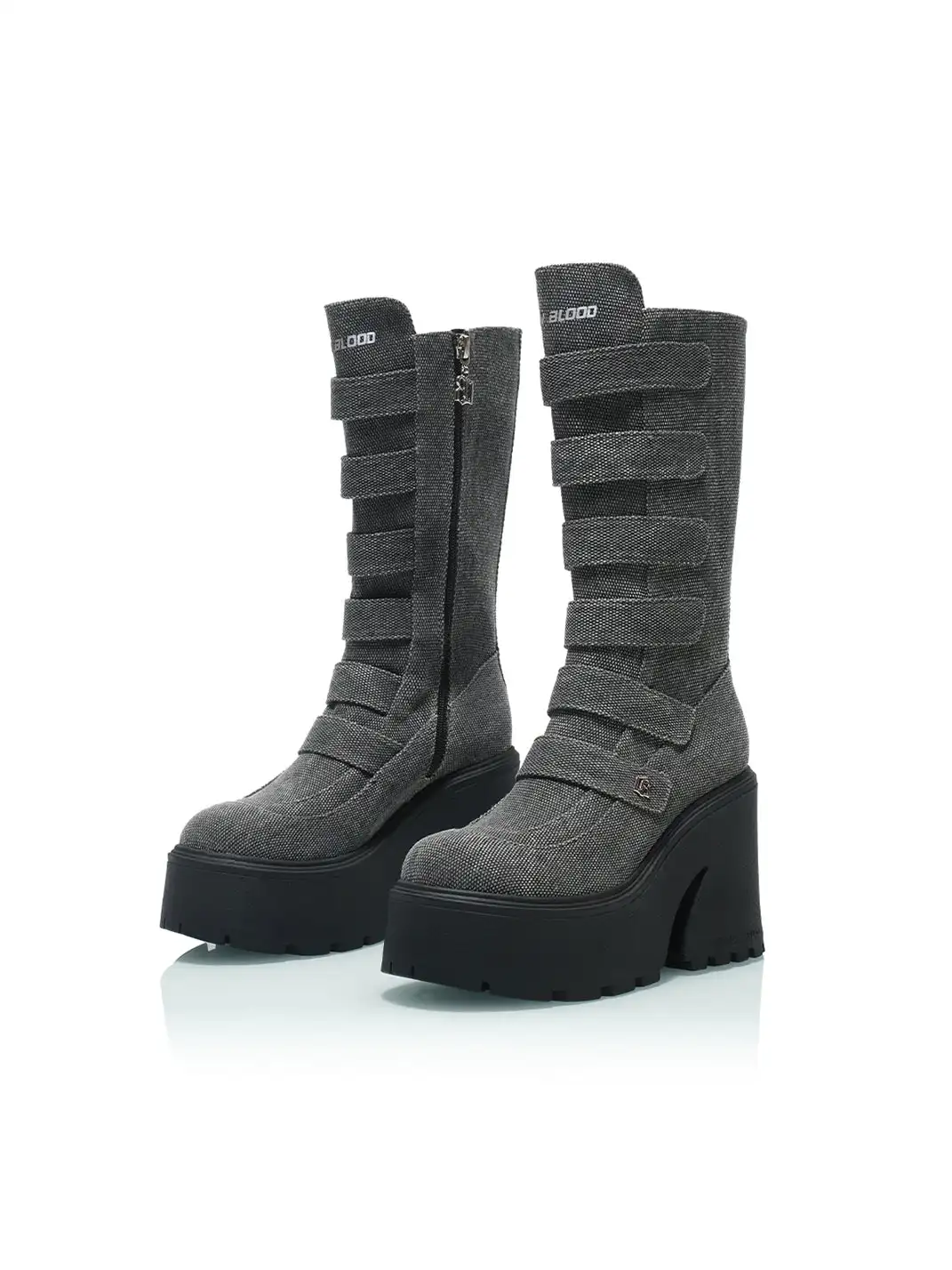 UnicornBlood | Velcro Straps Platform Heeled High Boots