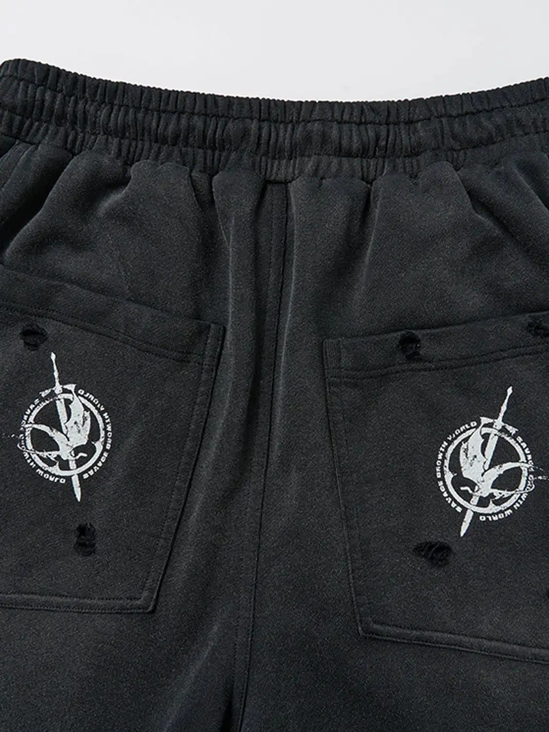 SGW | Distressed Pleated Drawstring Baggy Pants