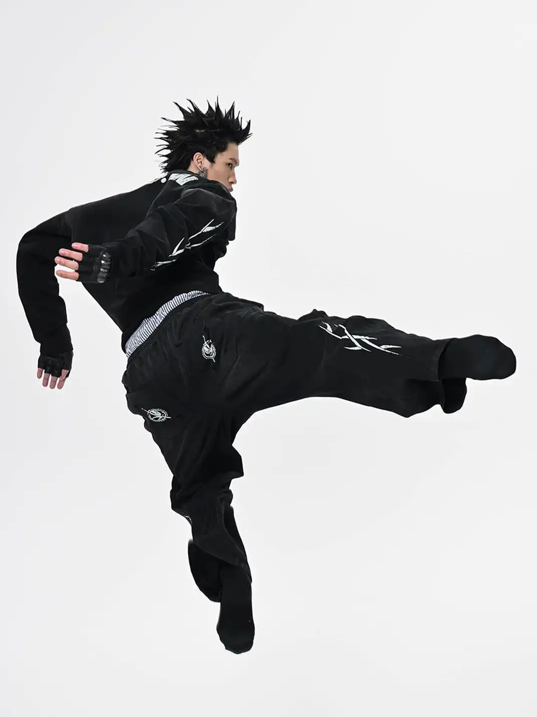 SGW | Distressed Pleated Drawstring Baggy Pants