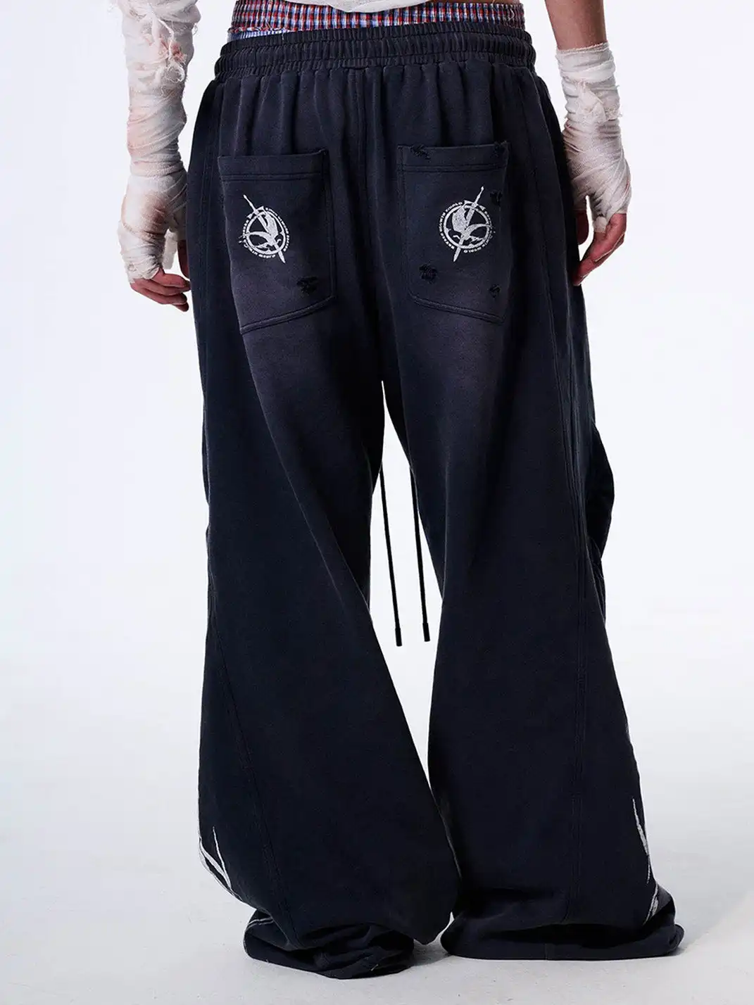 SGW | Distressed Pleated Drawstring Baggy Pants