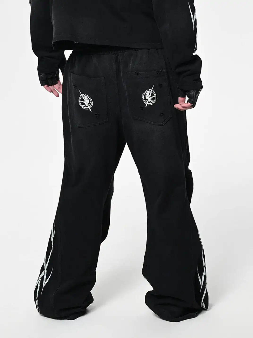 SGW | Distressed Pleated Drawstring Baggy Pants