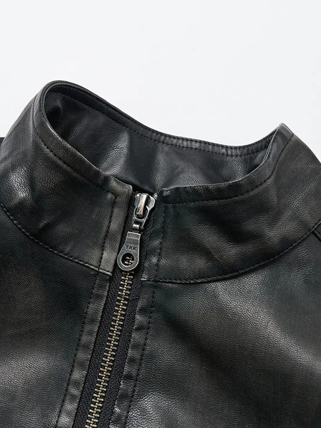 SGW | Crossed Spliced Rivet Faux Leather Jacket