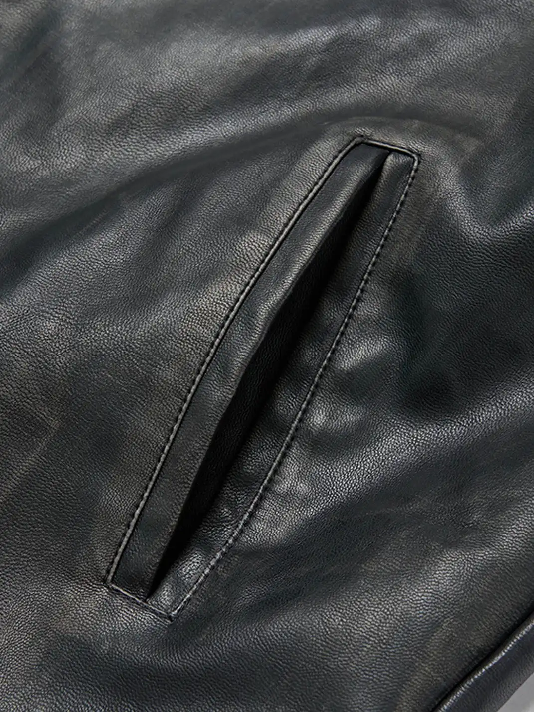 SGW | Crossed Spliced Rivet Faux Leather Jacket
