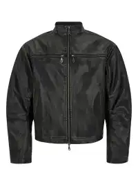 SGW | Crossed Spliced Rivet Faux Leather Jacket