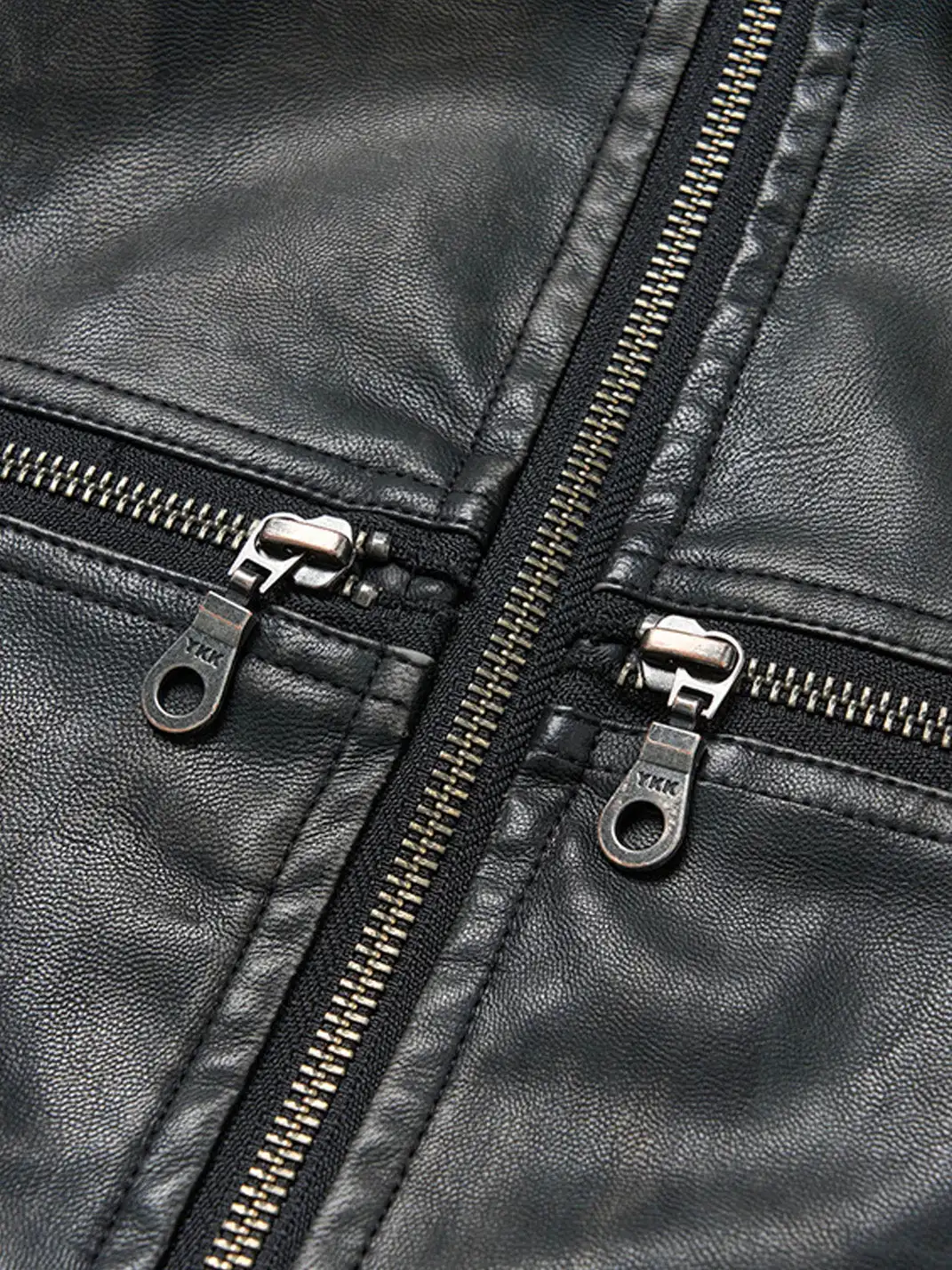 SGW | Crossed Spliced Rivet Faux Leather Jacket