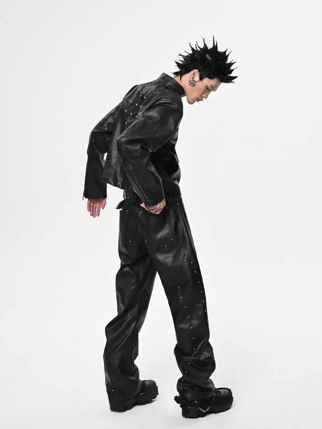 SGW | Heavy-duty Curved Deconstructed Leather Pants