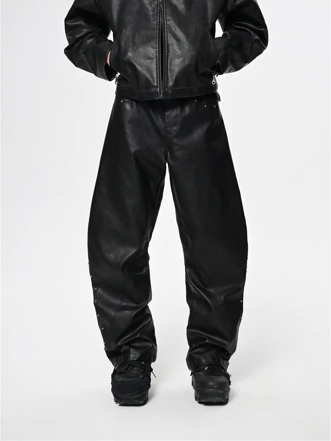 SGW | Heavy-duty Curved Deconstructed Leather Pants