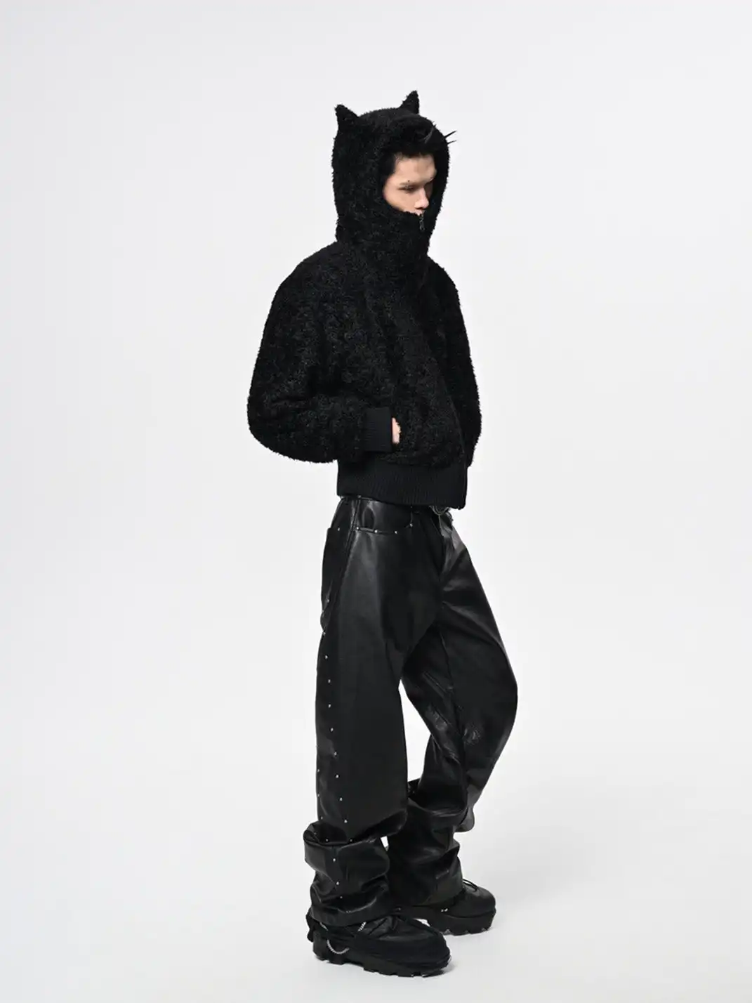 SGW | Heavy-duty Curved Deconstructed Leather Pants