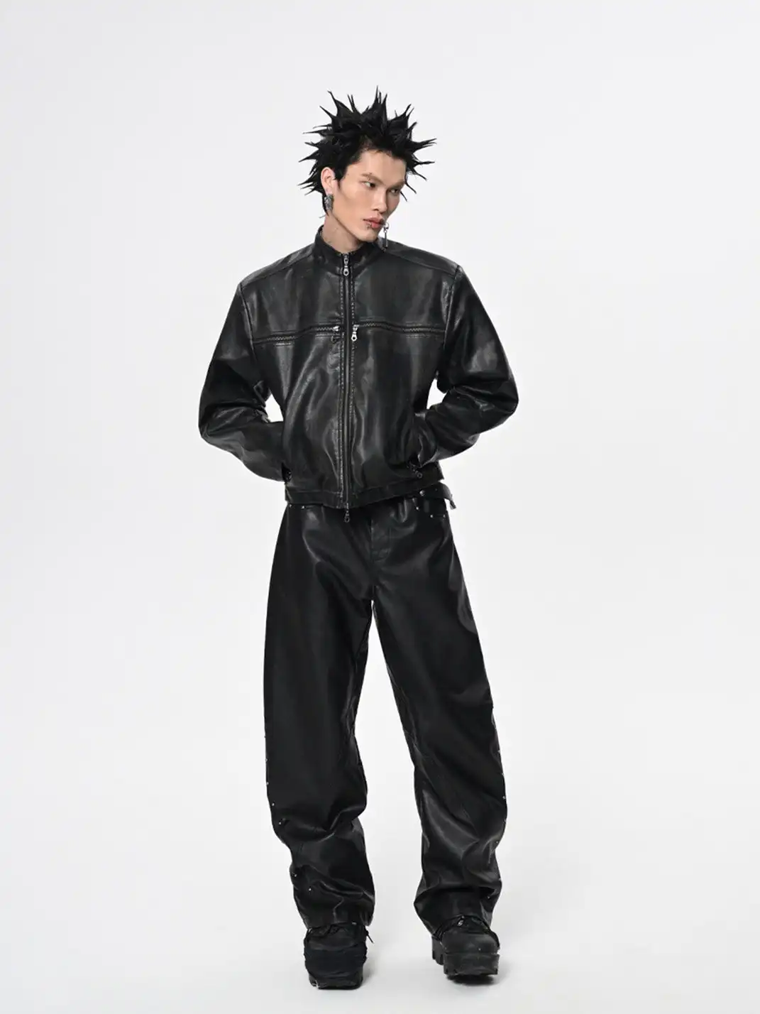 SGW | Heavy-duty Curved Deconstructed Leather Pants