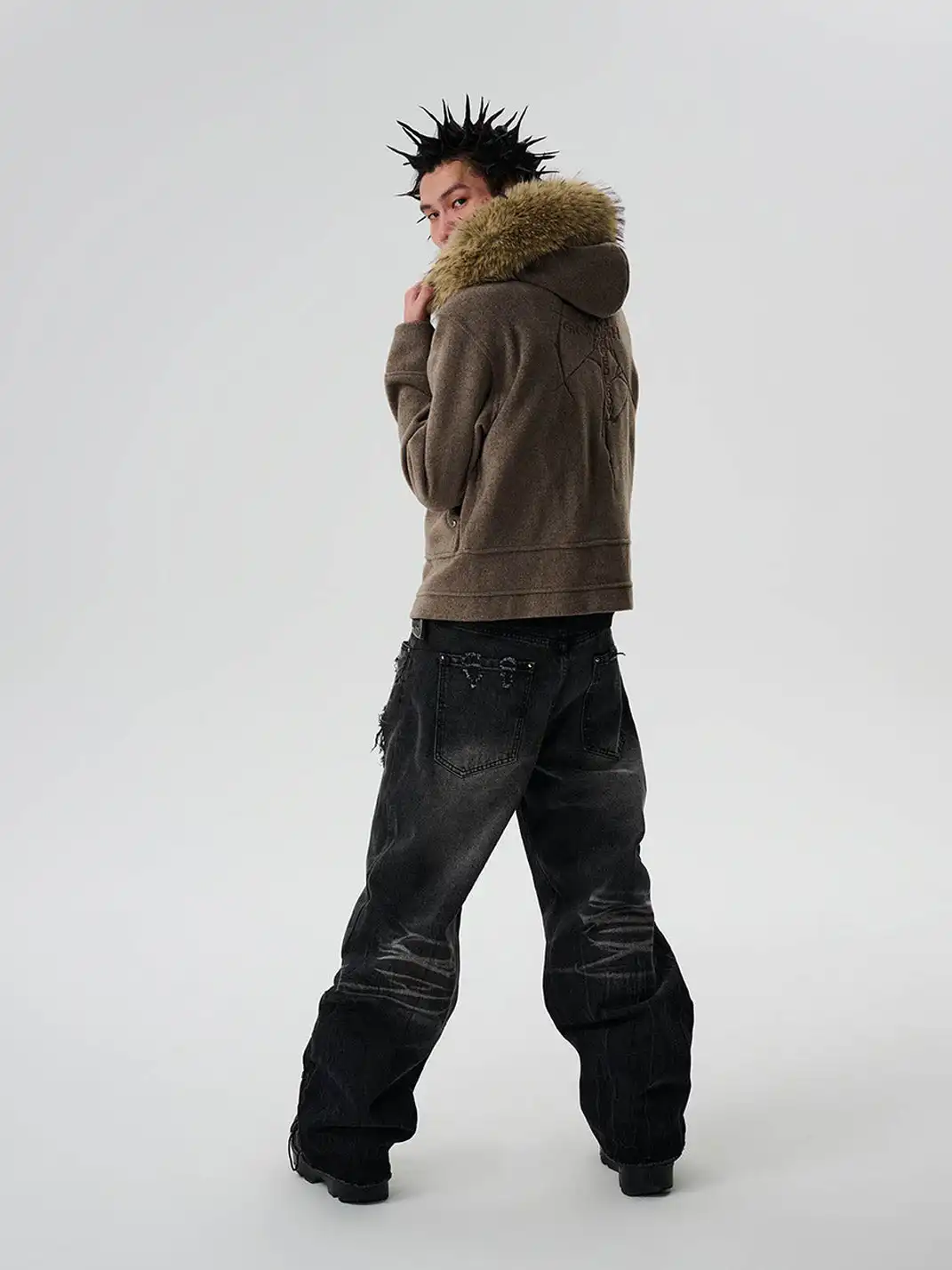 SGW | Detachable Fur Collar Double-Zipper Coat