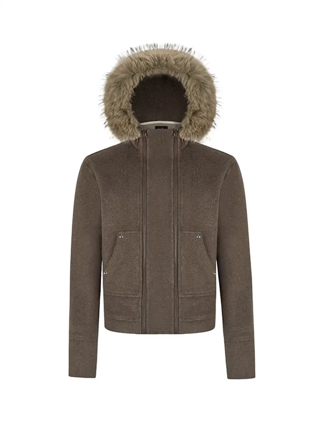 SGW | Detachable Fur Collar Double-Zipper Coat