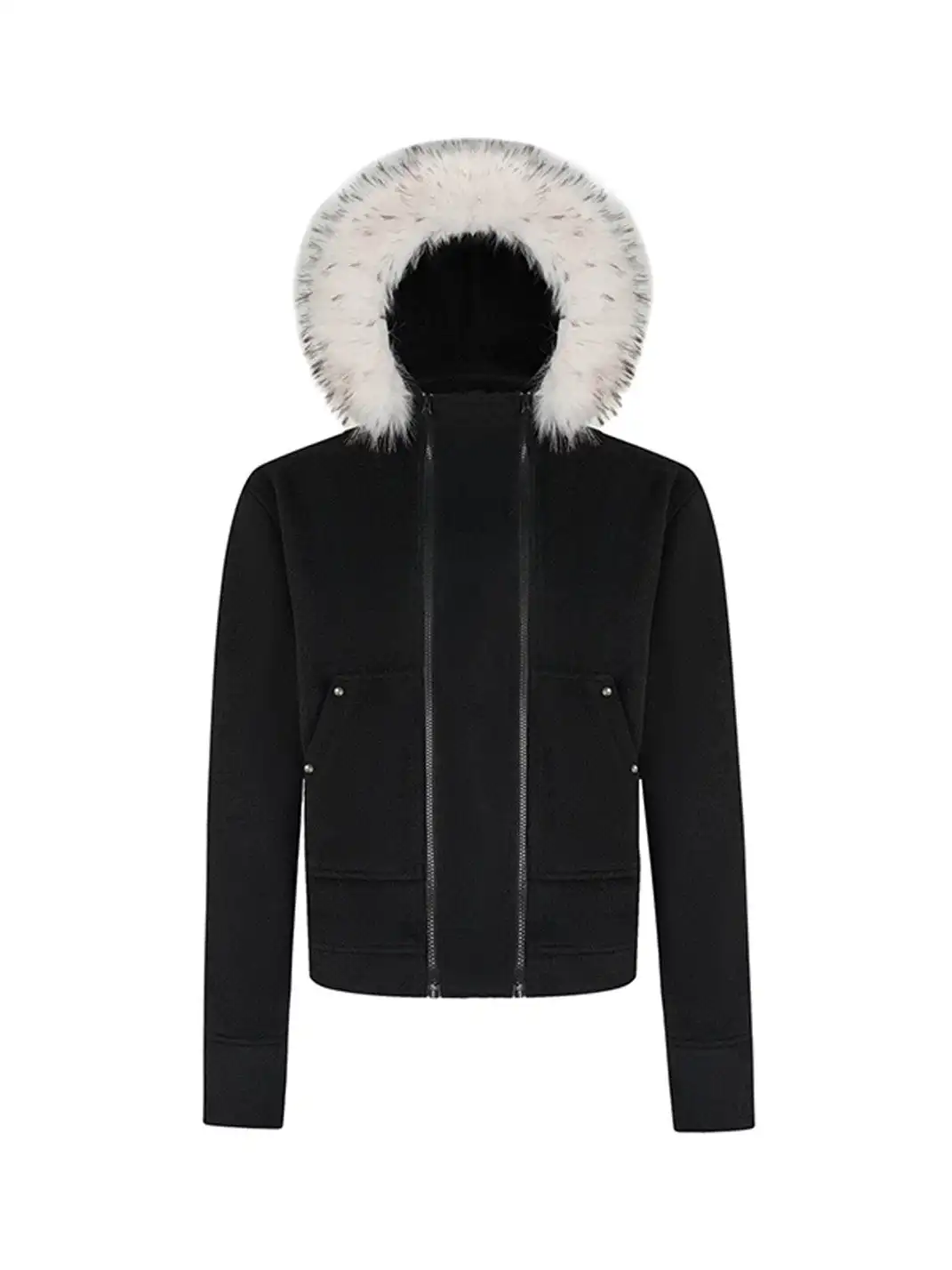 SGW | Detachable Fur Collar Double-Zipper Coat