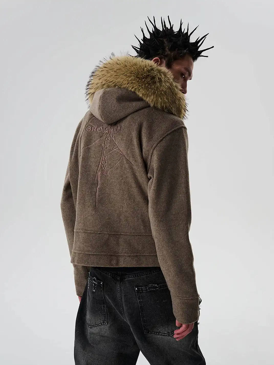 SGW | Detachable Fur Collar Double-Zipper Coat
