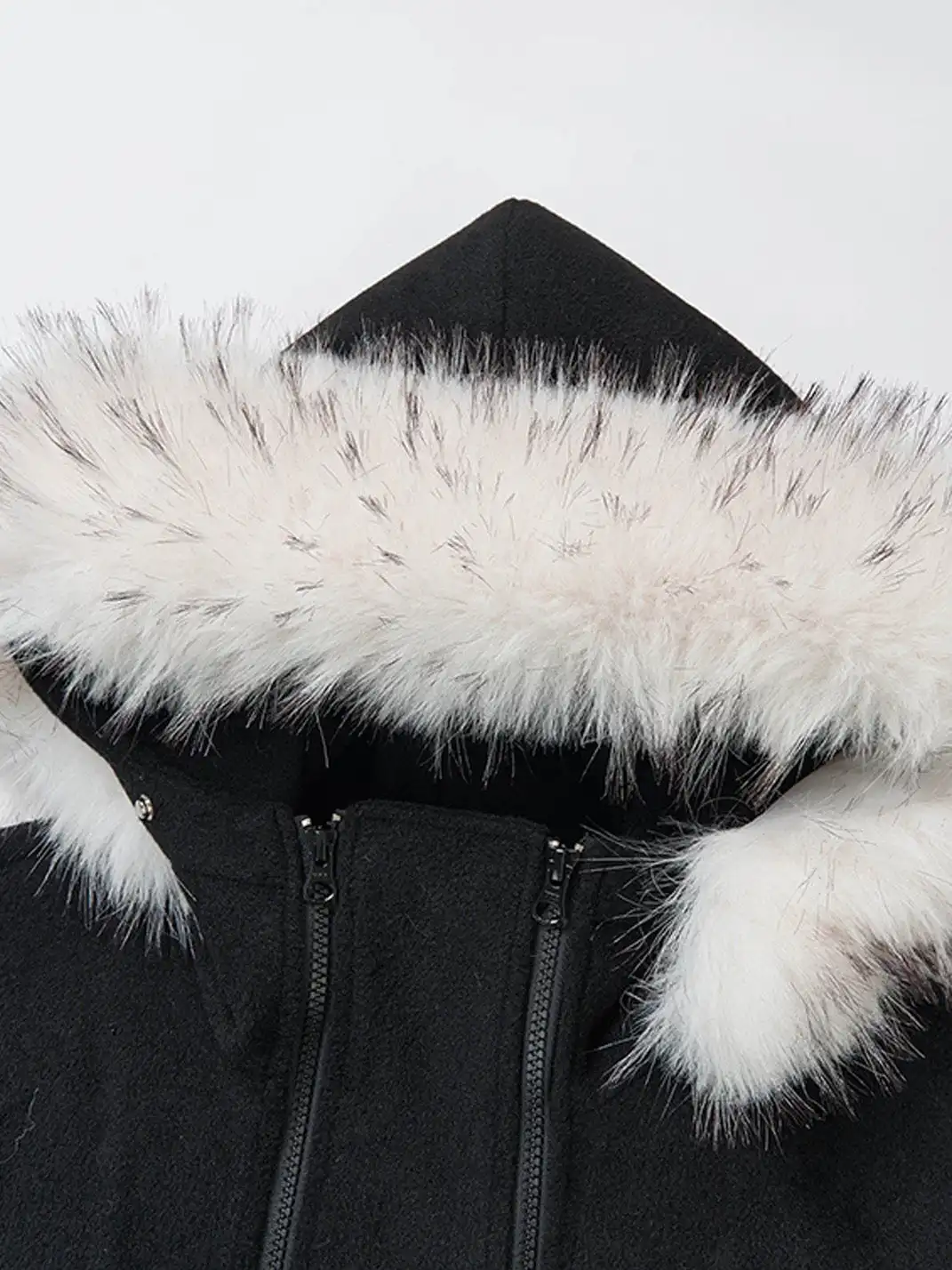 SGW | Detachable Fur Collar Double-Zipper Coat