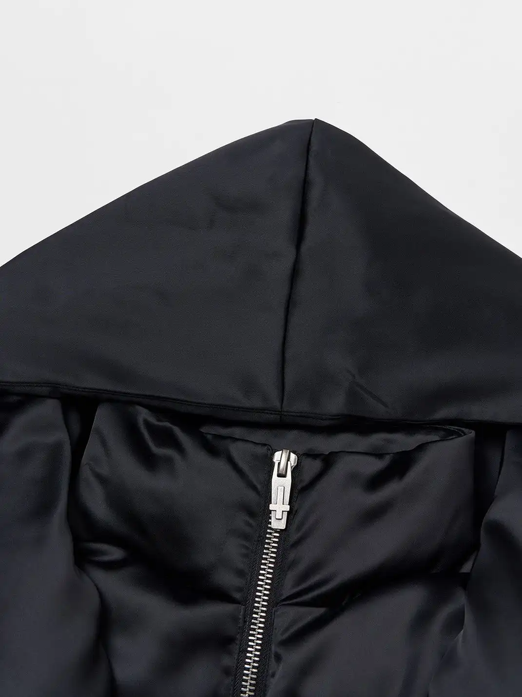 SGW | Detachable Hood Satin Oversized Bomber Jacket