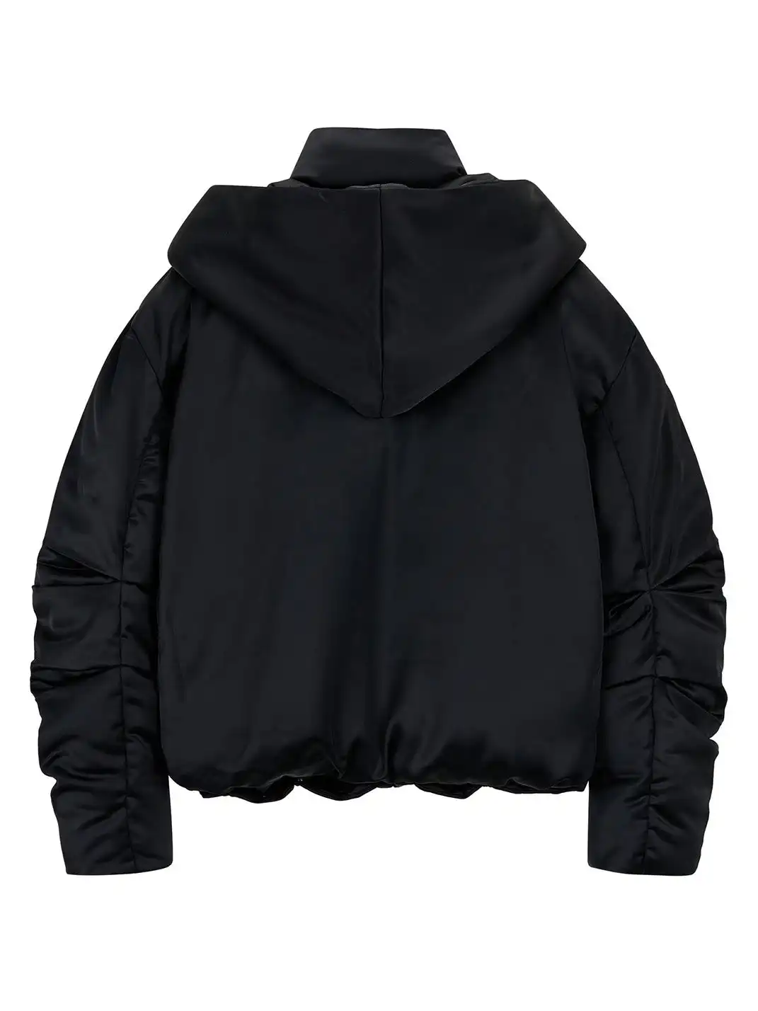SGW | Detachable Hood Satin Oversized Bomber Jacket