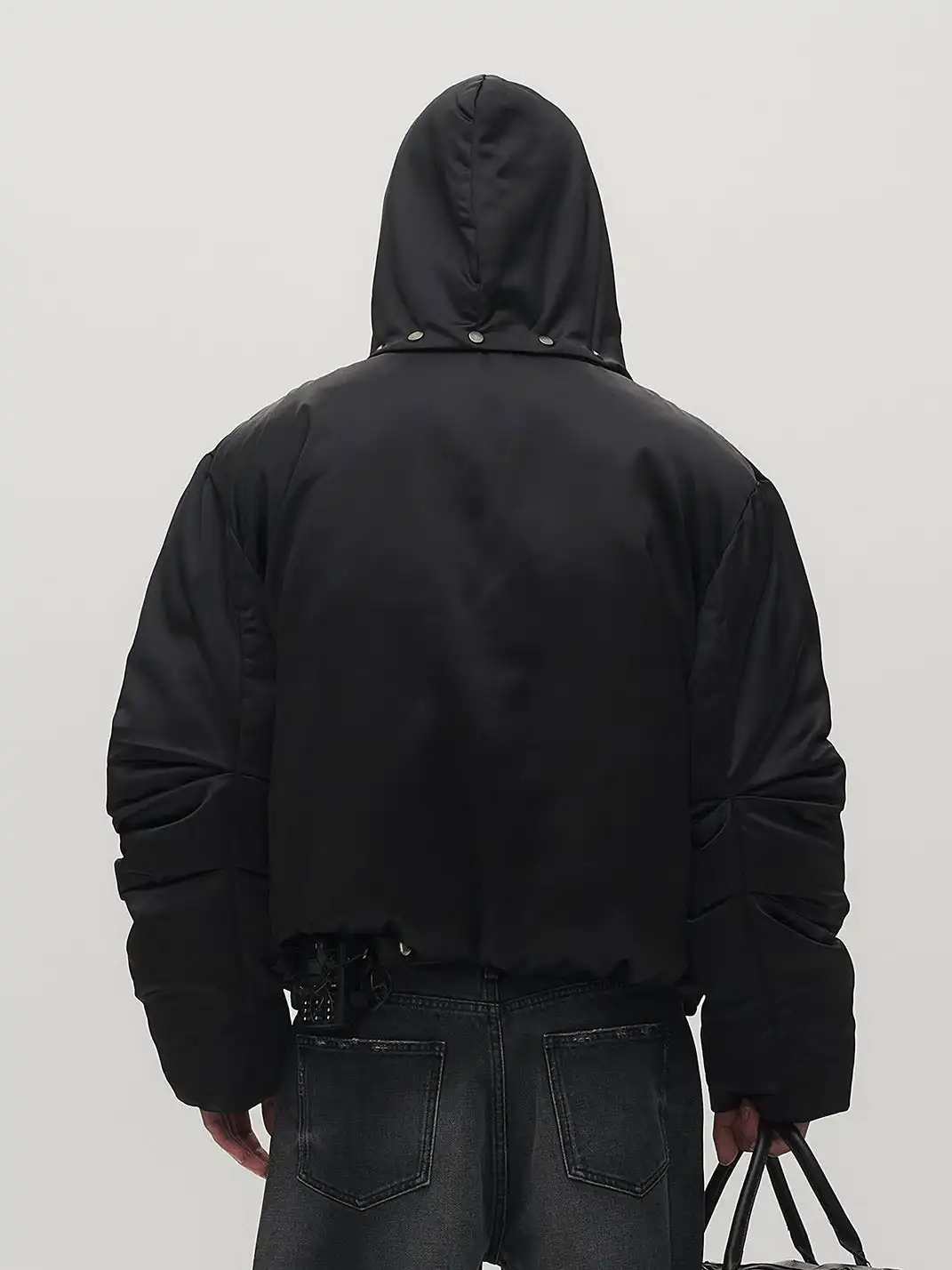 SGW | Detachable Hood Satin Oversized Bomber Jacket