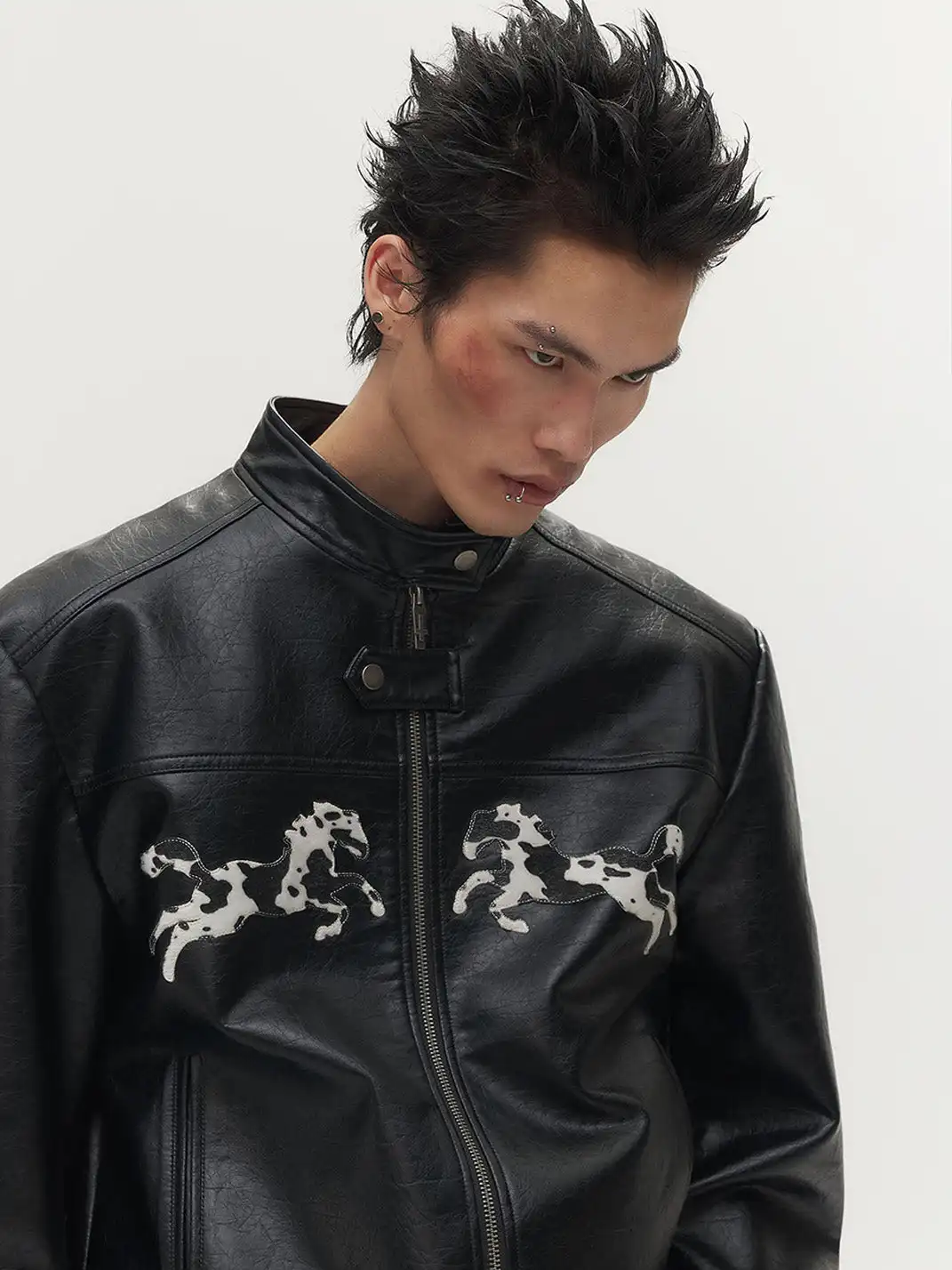 SGW | Horse Patch Faux Leather Moto Jacket