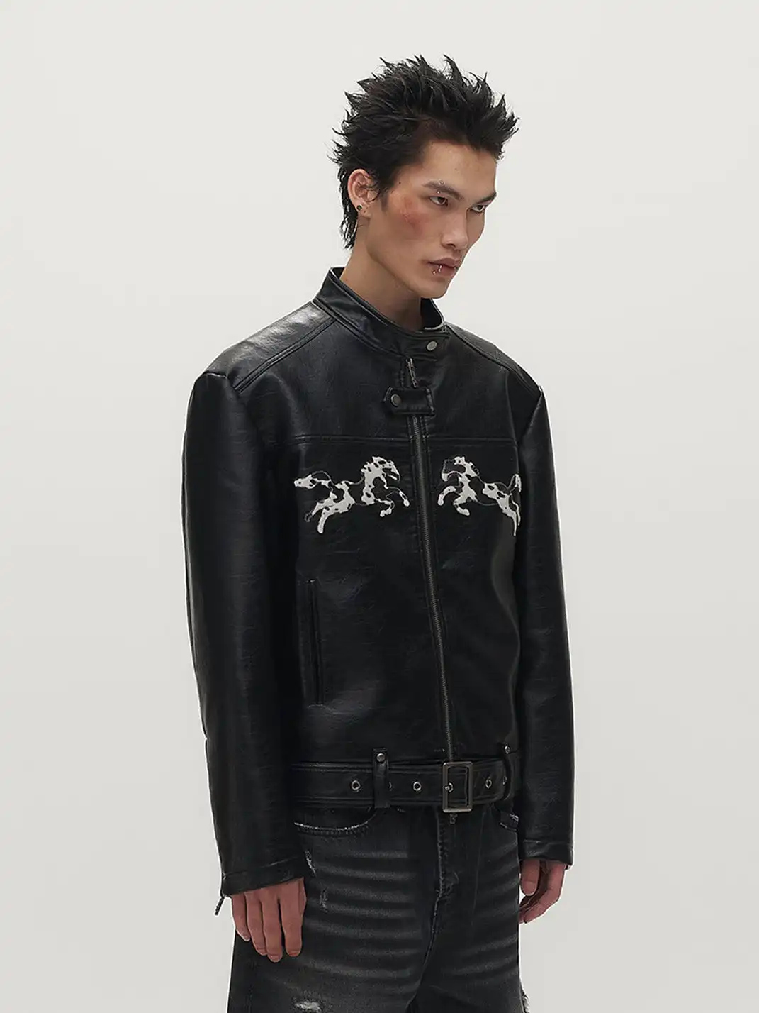 SGW | Horse Patch Faux Leather Moto Jacket