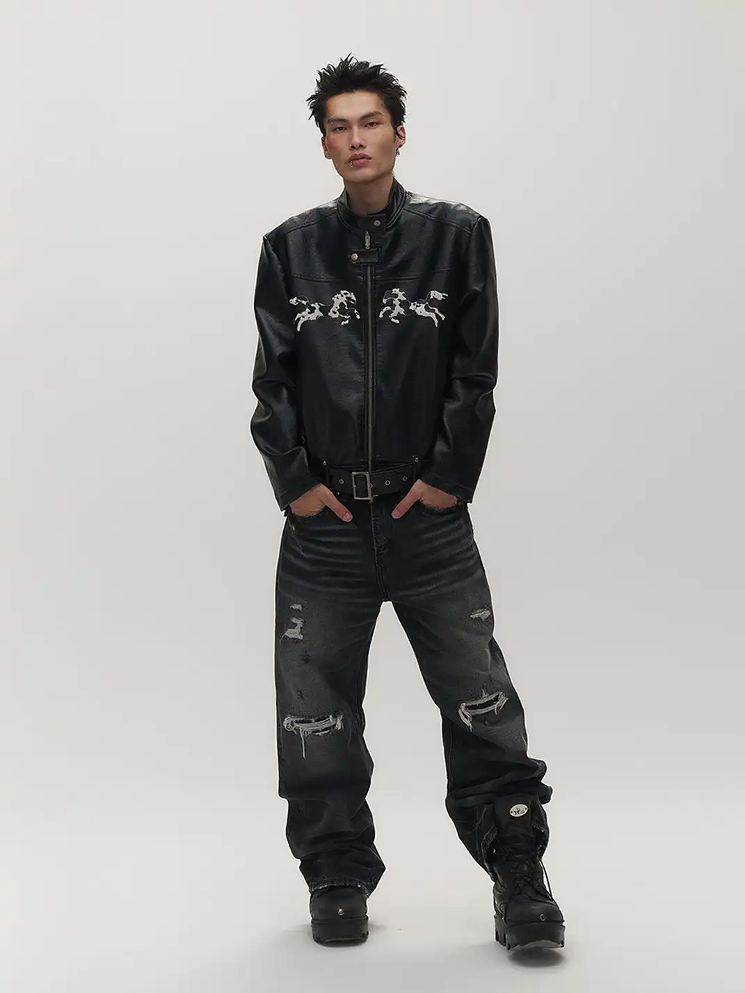SGW | Horse Patch Faux Leather Moto Jacket
