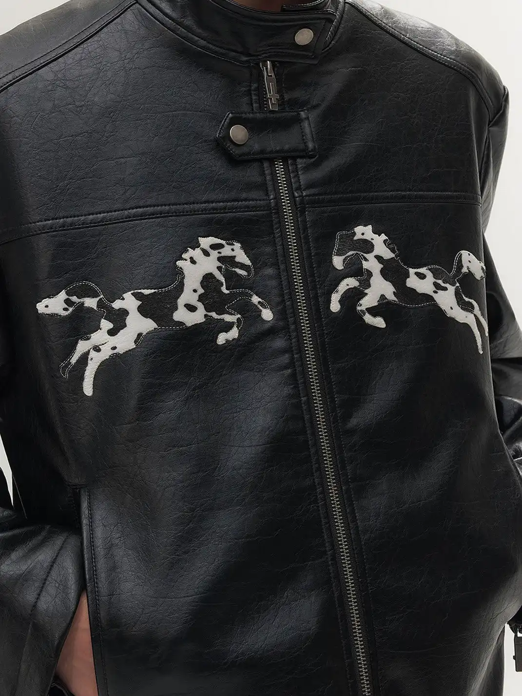 SGW | Horse Patch Faux Leather Moto Jacket