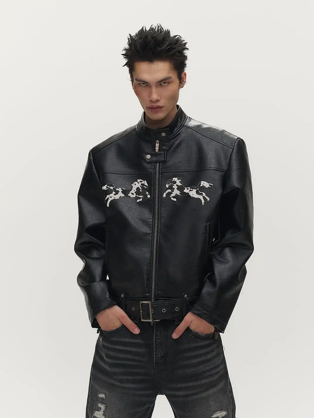 SGW | Horse Patch Faux Leather Moto Jacket
