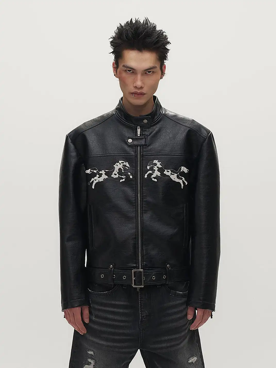 SGW | Horse Patch Faux Leather Moto Jacket