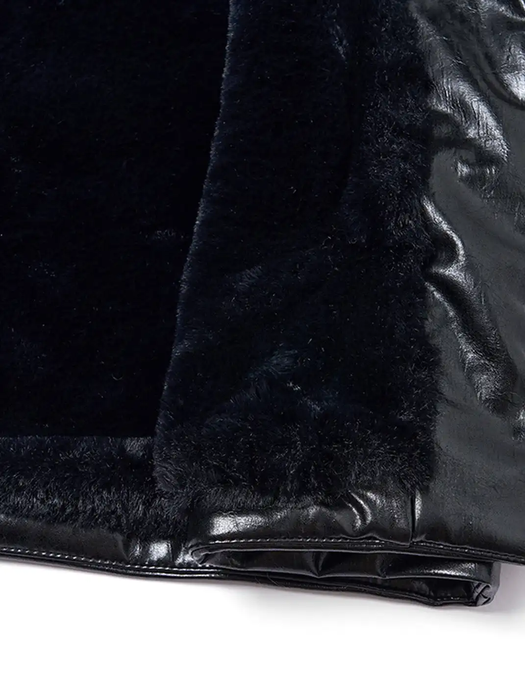 SGW | Hook Buckle Faux Leather Puffer Jacket