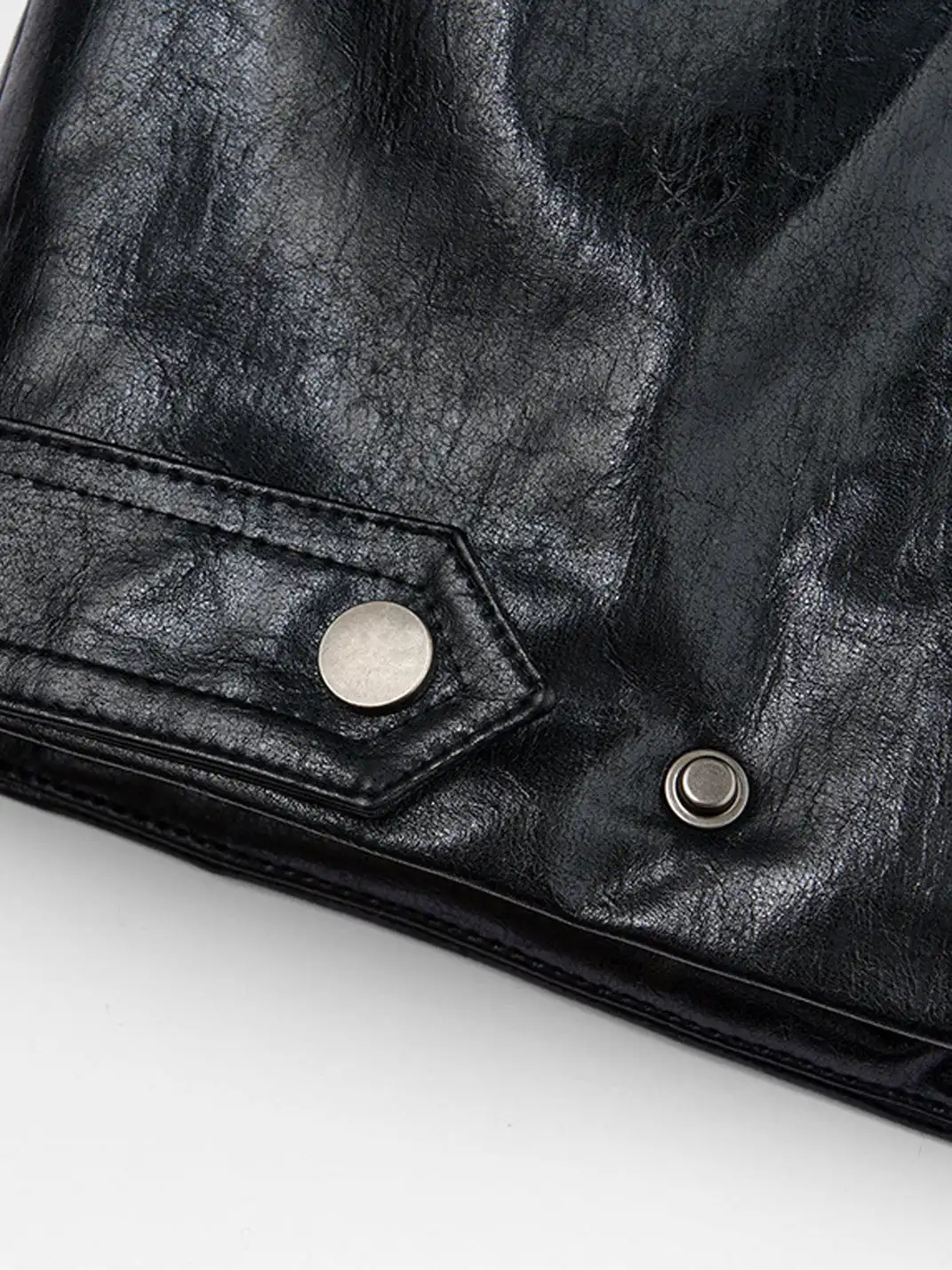 SGW | Hook Buckle Faux Leather Puffer Jacket